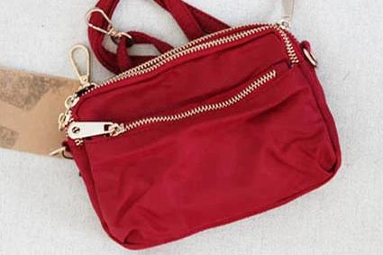208  Red -  Everyday Cross Body - Nylon with Gold Zippers - Perception0one.com