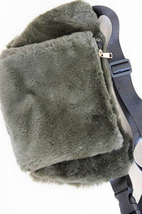 641B Olive - Faux Fur Fanny Pack - With Adjustable Strap - Perception0one.com