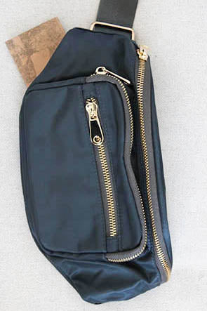 210C Midnight - Everyday Glam Fanny Pack - Nylon with Gold zippers - Perception0one.com