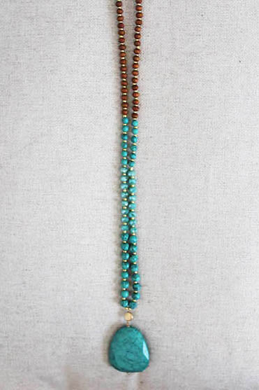 635 Turquoise -  Lucky Earth Stone / Gold Necklace - Perception0one.com