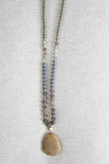 337 Natural-  Lucky Earth Stone / Gold Necklace&nbsp - Perception0one.com