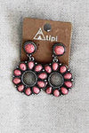 413 Coral - Inlaid Stone Roped Earrings - Perception0one.com