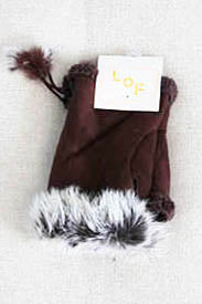 355 Brown -  Fingerless Fur Glove - Perception0one.com