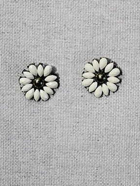 415 White -  Inlaid Stone Roped Earrings - Perception0one.com