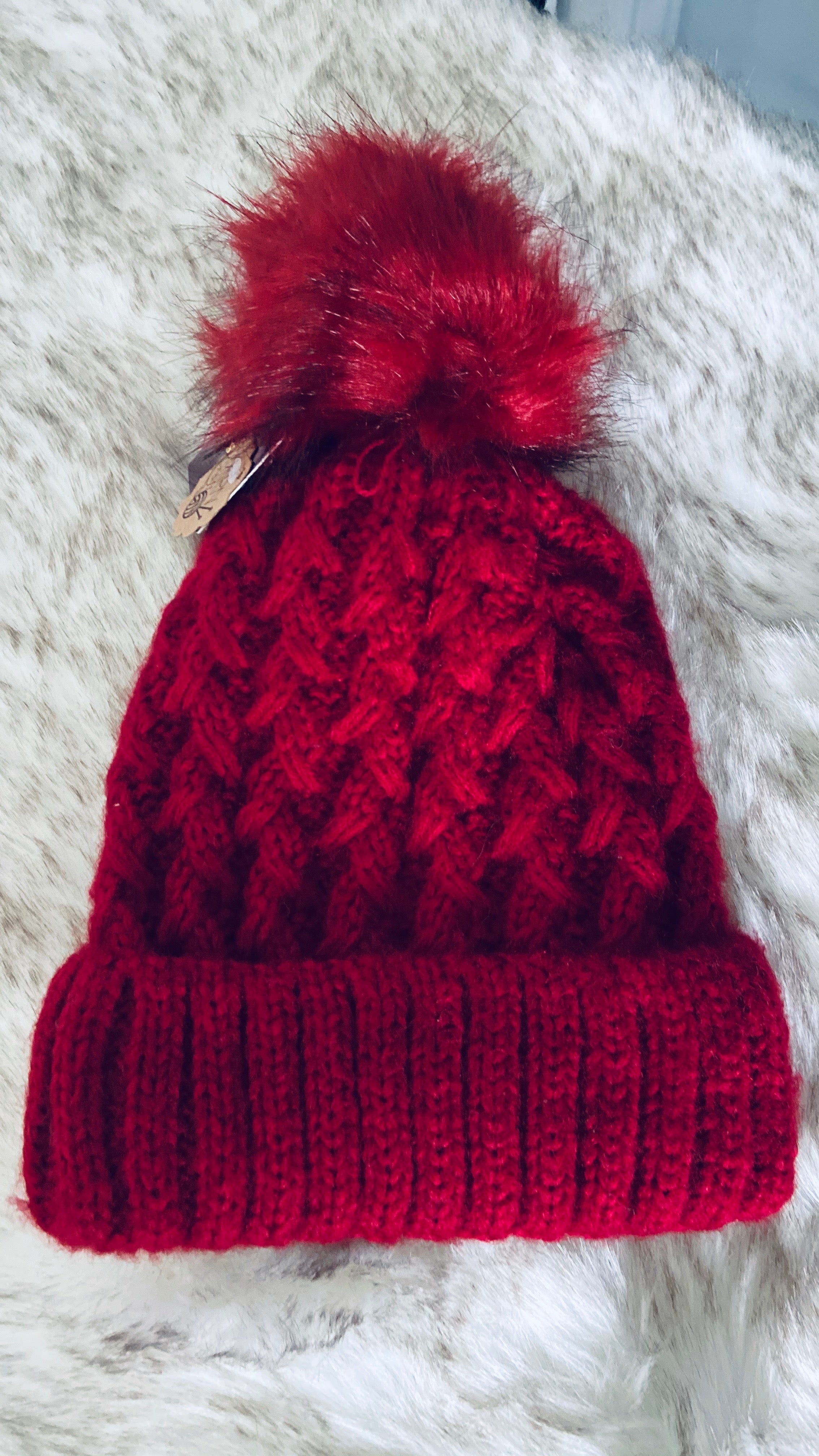 159 Red - Cable Knit Beanie - Perception0one.com