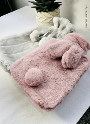 Hot Water Bottle Fur Cover with Poms - Giftable (8" X 11" Bottle not included) - Perception0one.com