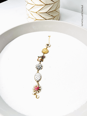Antique Style Charm Bracelet - Multi Jewel Tones with Epoxy and Stones - Perception0one.com