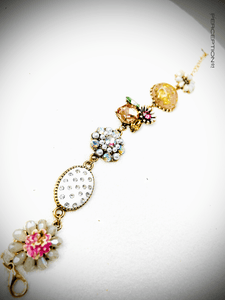 Antique Style Charm Bracelet - Multi Jewel Tones with Epoxy and Stones - Perception0one.com