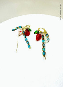 Glass Beaded Earring Strands with Bright Clear & Pattered  Beads - Perception0one.com