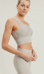 449 Sand -  MESH COMPRESSION SLIT BRA TOP - Perception0one.com