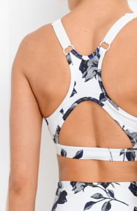 471 White - PRINTED CABBAGE ROSE FLORAL BRA TOP - Perception0one.com