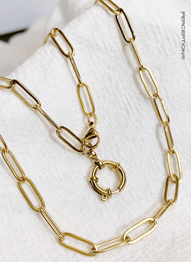 Elongated Flat Style Chain with Functional O Charm Ring - Perception0one.com