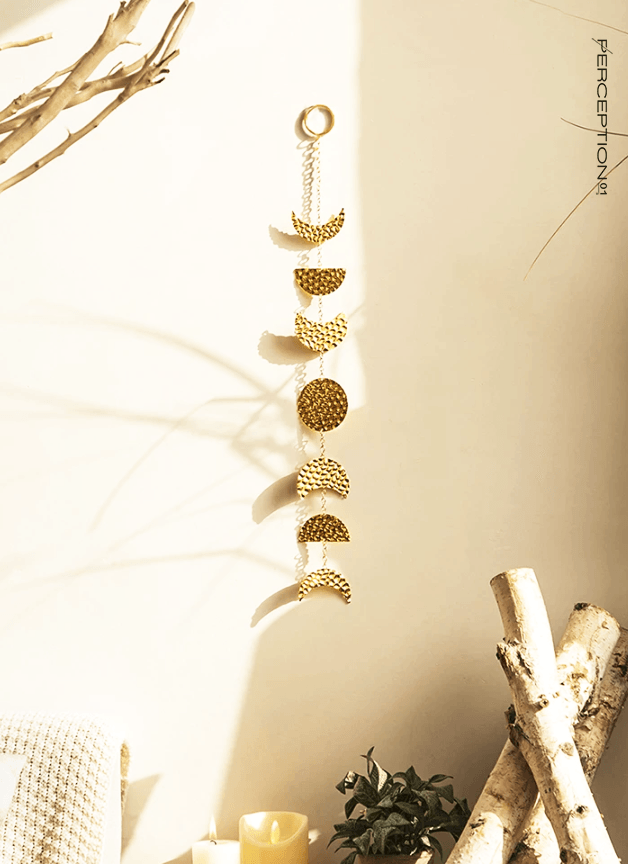 Hanging Hammered Gold Moons - Perception0one.com