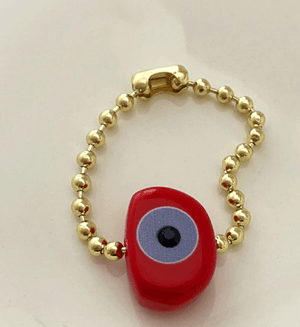 Oversized Ball Chain Red Evil Eye Lucite Charm Bracelet - Perception0one.com