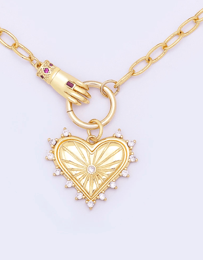Soft Handed Heart Charm Necklace - Perception0one.com