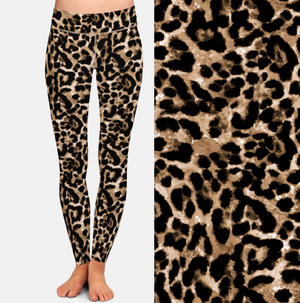 361 Leopard -  Fired Up Leopard Printed Legging With Wide Flat Waistband - Perception0one.com